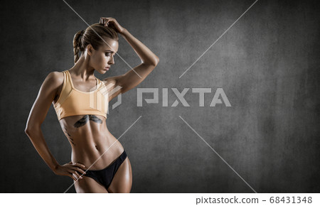 young fitness woman on white background young fitness woman on white background 68431348