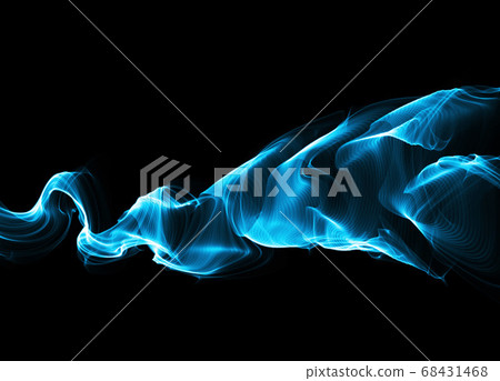 illustration of blue luminous line of paricles representing a sound wave on a black abstract Futuristic digital background with copy space. Banner for your design 68431468