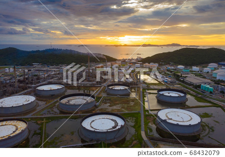 Aerial view of oil refinery plant chemical factory 68432079
