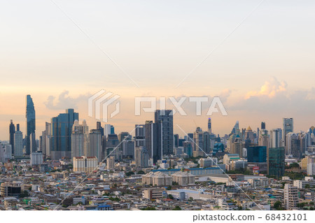 Aerial view of Bangkok city skyline at sunset 68432101