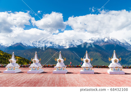 traditional Tibetan buddhist style white pagoda traditional Tibetan buddhist style white pagoda 68432108
