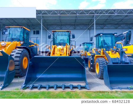 bulldozers on construction area 68432128