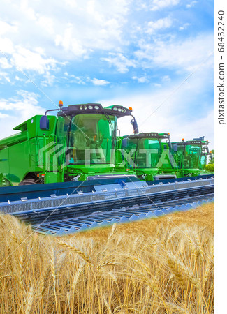 Modern combines at field Modern combines at field 68432240