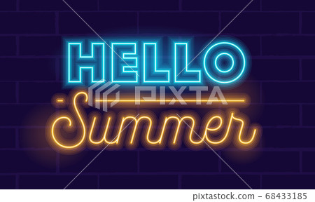 Hello Summer Realistic Neon Glowing Lettering Hello Summer Realistic Neon Glowing Lettering 68433185