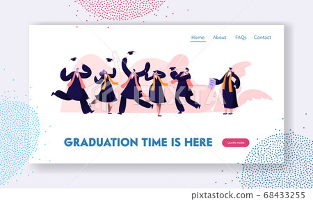 Graduating Students in Gowns and Caps Jumping Graduating Students in Gowns and Caps Jumping 68433255