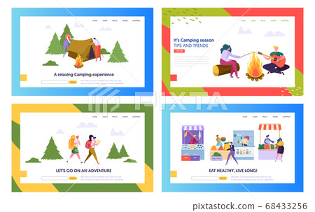 Healthy Food and Camping People Website Landing 68433256