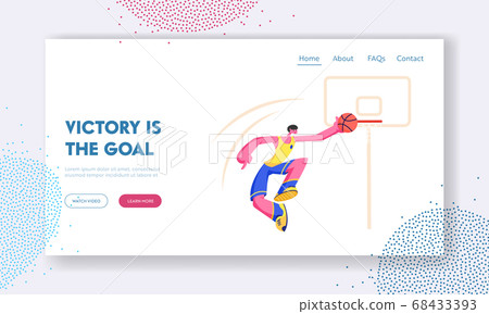 Young Basketball Player Score Goal into Basket Young Basketball Player Score Goal into Basket 68433393