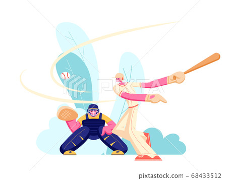 Men Athlete Characters in Uniform Playing Baseball 68433512