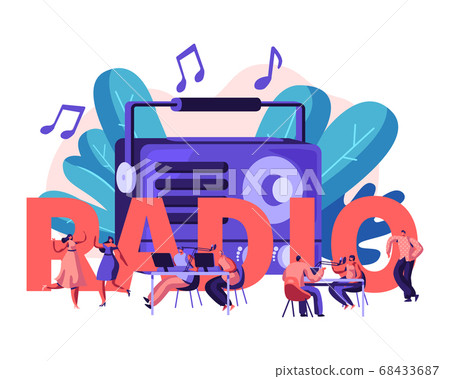 People and Radio Concept. Characters Listen Music 68433687