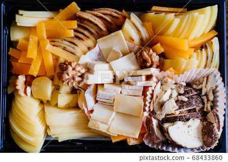 view top. assorted different types of cheeses. 68433860