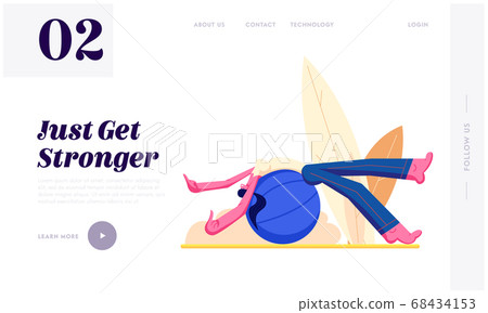 Athlete Woman Character Training with Fitball 68434153