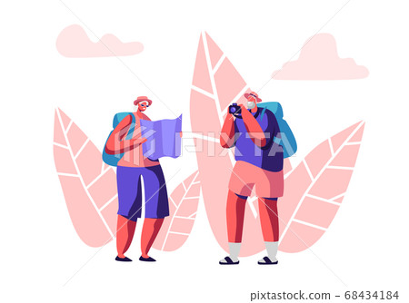 Senior Tourist Characters Watching Map in Trip 68434184