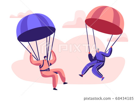 Happy Aged Pensioner Characters Doing Sport 68434185