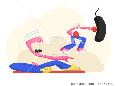 Young Girls in Sports Wear Training in Gym, Female Young Girls in Sports Wear Training in Gym, Female 68434300