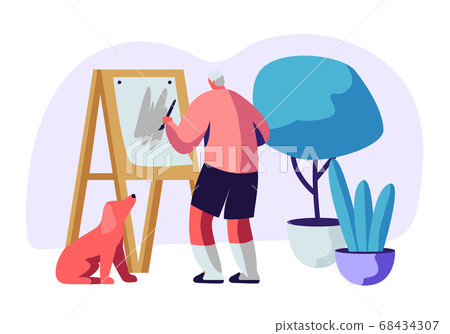 Senior Man Artist Hobby. Old Male Painter Senior Man Artist Hobby. Old Male Painter 68434307