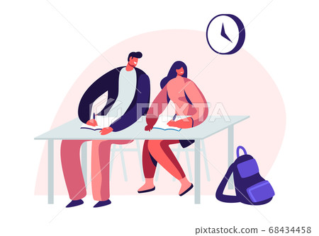 Couple of Young Male Female Students Characters Couple of Young Male Female Students Characters 68434458