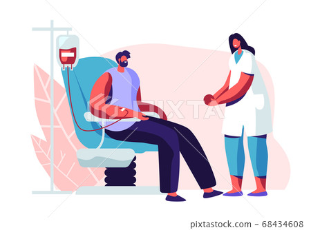 Female Nurse Character Receiving Blood Charity 68434608