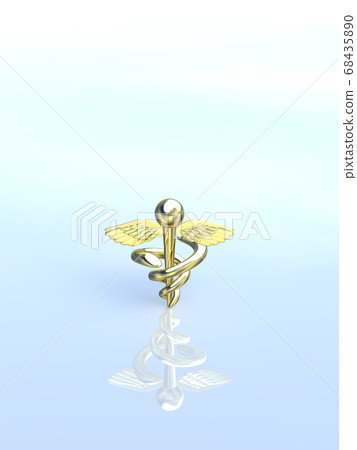 Gold caduceus wand background 3DCG illustration design Gold caduceus wand background 3DCG illustration design 68435890