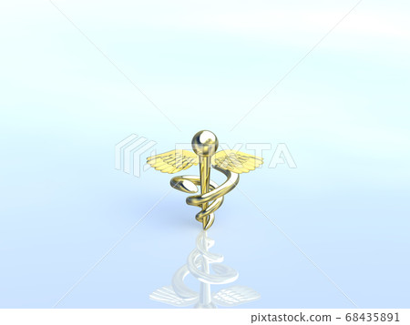 Gold caduceus wand background 3DCG illustration design Gold caduceus wand background 3DCG illustration design 68435891