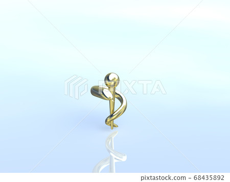 Gold Asclepius wand background 3DCG illustration design 68435892