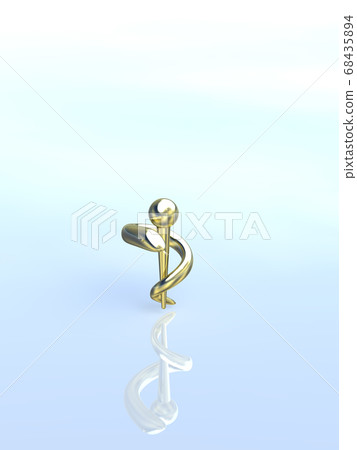 Gold Asclepius wand background 3DCG illustration design 68435894