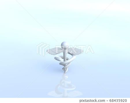 White caduceus wand background 3DCG illustration design 68435920