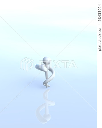 White Asclepius wand background 3DCG illustration design 68435924
