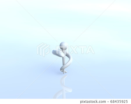 White Asclepius wand background 3DCG illustration design 68435925