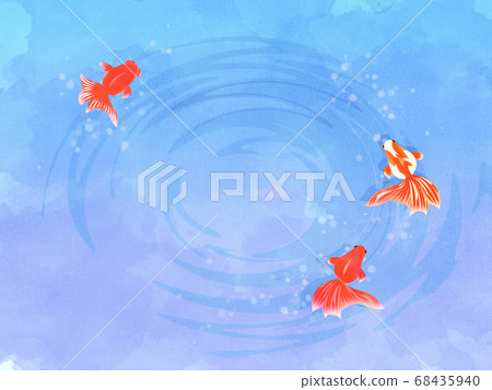 金魚在水面上游泳的插圖 金魚在水面上游泳的插圖 68435940