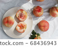 Freshly picked peach bird's eye shot 68436943