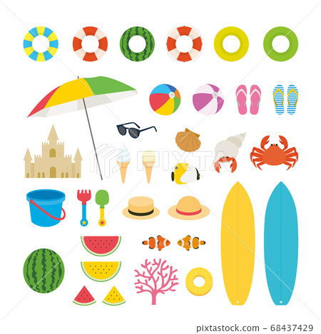 夏季海灘矢量插圖集 68437429