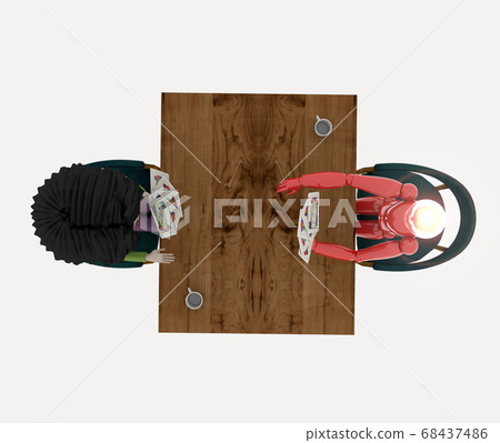 Kids playing card games with AI 68437486