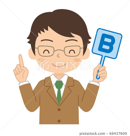 Illustration of a boy, a high school student, and a junior high school student with an English B tag Illustration of a boy, a high school student, and a junior high school student with an English B tag 68437609