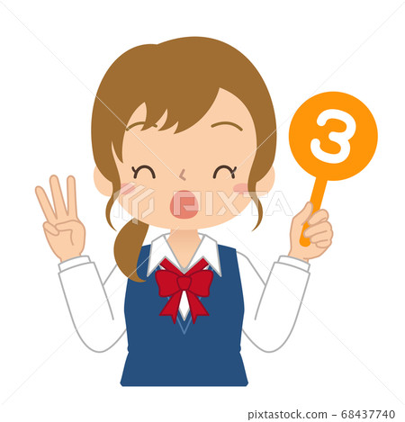 Illustration of a girl high school student junior high school student with the number 3 tag 68437740