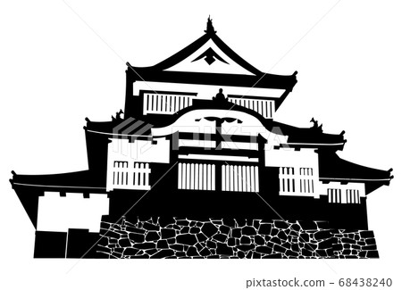 Bitchu Matsuyama Castle castle tower black and white silhouette Bitchu Matsuyama Castle castle tower black and white silhouette 68438240