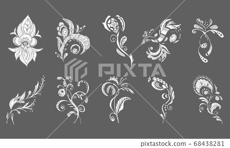 Big Abstract vector collection of 10 hand drawn 68438281