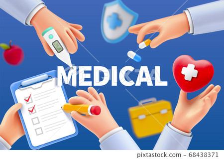 Cartoon hands with medical devices Cartoon hands with medical devices 68438371