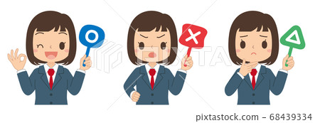 Illustration of a girl set high school student junior high school student with a sign with a round sign 68439334