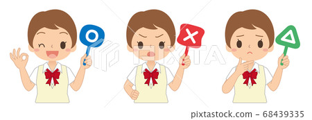 Illustration of a girl set high school student junior high school student with a sign with a round sign Illustration of a girl set high school student junior high school student with a sign with a round sign 68439335