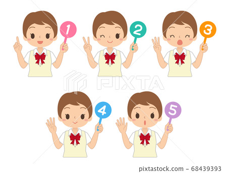 Illustration of a girl set high school junior high school student with a number tag Illustration of a girl set high school junior high school student with a number tag 68439393
