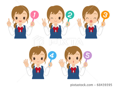 Illustration of a girl set high school junior high school student with a number tag Illustration of a girl set high school junior high school student with a number tag 68439395
