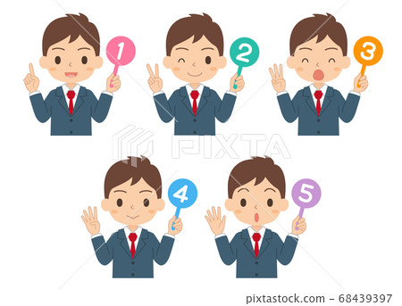 Illustration of a boy with a numbered tag set, high school and junior high school students Illustration of a boy with a numbered tag set, high school and junior high school students 68439397