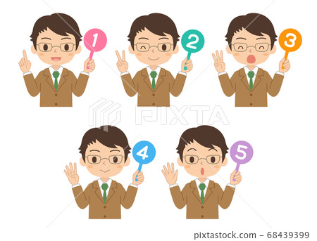 Illustration of a boy with a numbered tag set, high school and junior high school students Illustration of a boy with a numbered tag set, high school and junior high school students 68439399