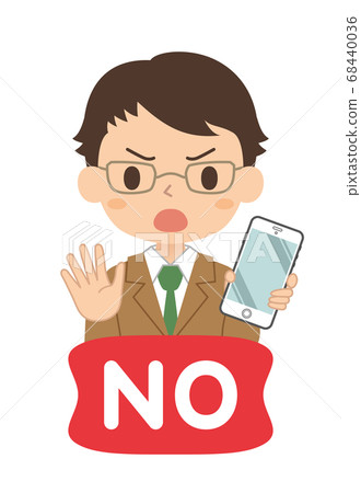 一個男孩沒有標誌和智能手機,高中和初中學生的插圖 一個男孩沒有標誌和智能手機,高中和初中學生的插圖 68440036