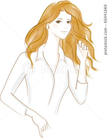 一件白襯衫,她的頭髮飛的女人 一件白襯衫,她的頭髮飛的女人 68441669