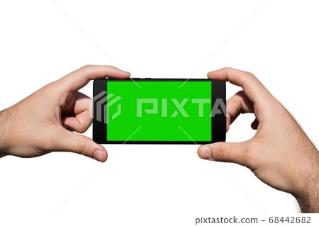 Smartphone in Hands With Green Screen For Copy space 68442682