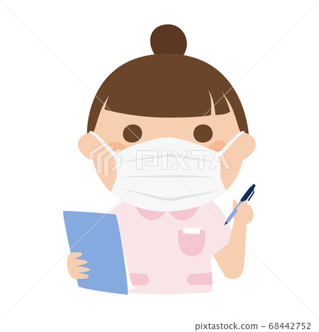 Illustration of female nurse. A woman wearing a mask to prevent infection. 68442752
