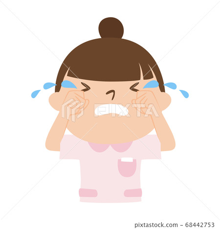 Illustration of female nurse. A woman crying. 68442753