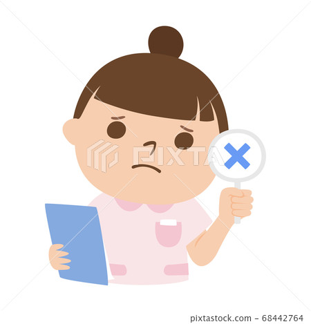 女護士的插圖。帶有錯誤十字標記的女人。 女護士的插圖。帶有錯誤十字標記的女人。 68442764