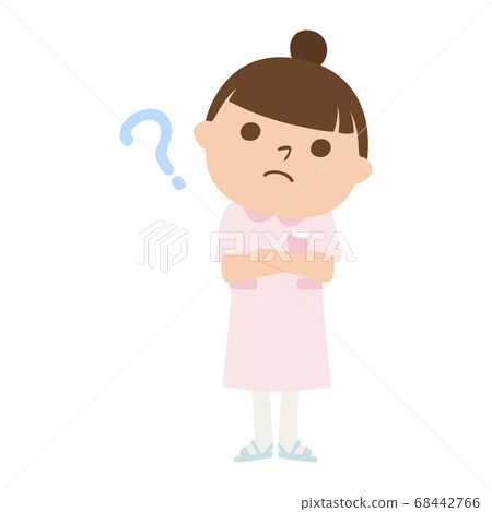 Illustration of female nurse. A woman worried about putting out the Hatena mark. Illustration of female nurse. A woman worried about putting out the Hatena mark. 68442766